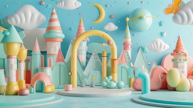 A whimsical and colorful 3D render for kids education   AI generated illustration