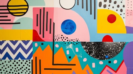 Obraz premium A whimsical art piece in the style of Memphis for kids education AI generated illustration