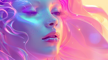 Abstract 3D render of a gorgeous babe in a cute style   AI generated illustration