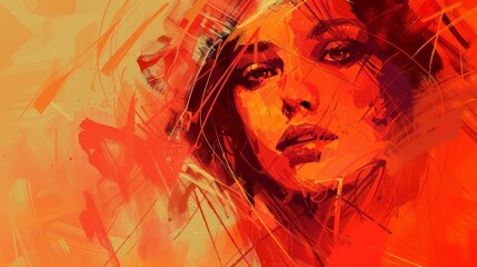 Abstract and modern interpretation of a hot babe in a unique style   AI generated illustration