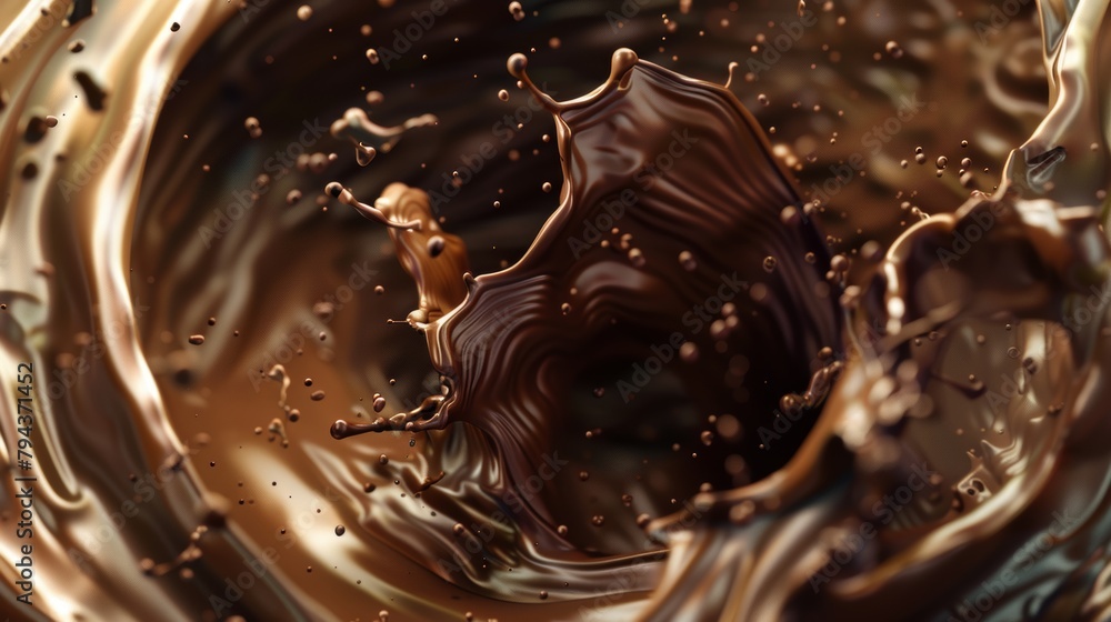 Poster abstract coffee splashes and swirls in a mesmerizing 3d design ai generated illustration