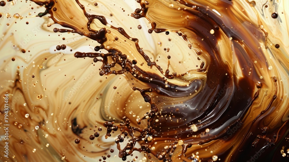 Aufkleber abstract coffee splashes and swirls in a mesmerizing and dynamic design ai generated illustration