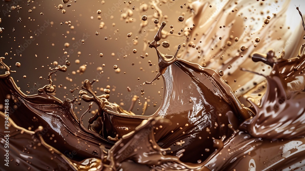 Poster Abstract coffee splashes and swirls in a mesmerizing and dynamic design   AI generated illustration