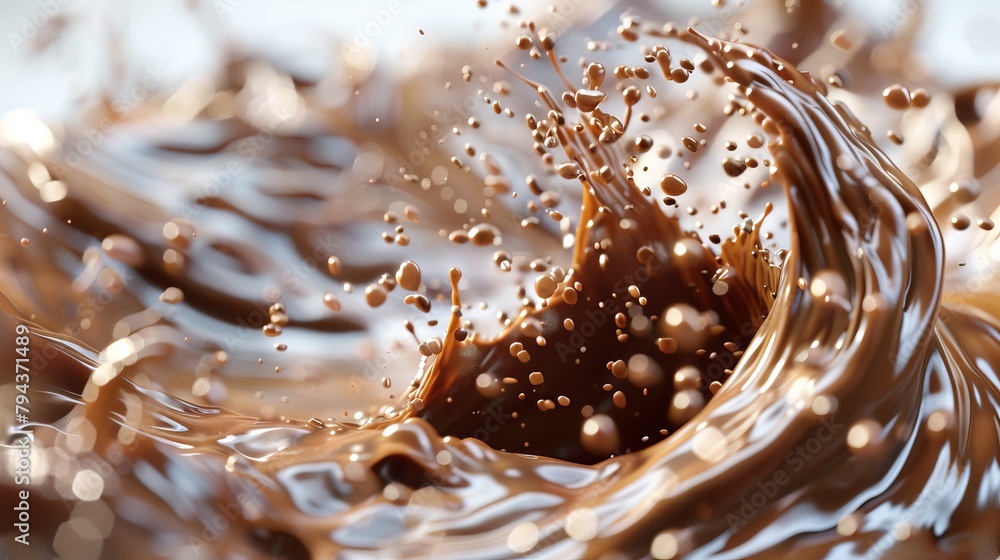 Poster abstract coffee splashes and swirls in a mesmerizing 3d design ai generated illustration