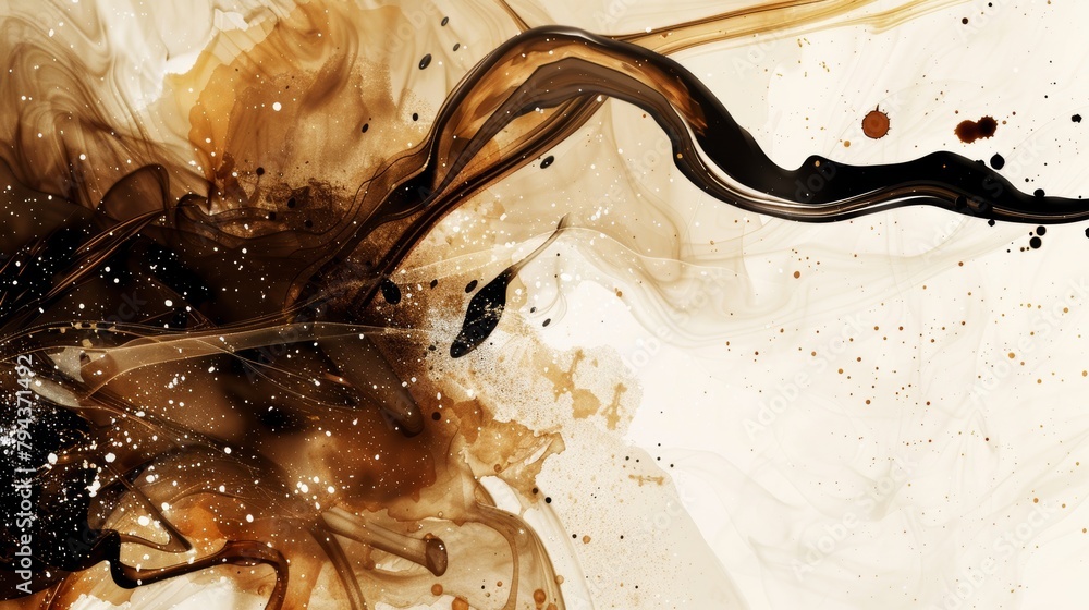 Poster abstract coffee splatters and swirls in a modern and colorful render ai generated illustration
