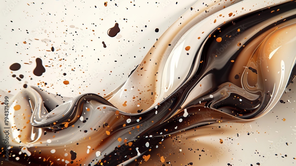 Poster abstract coffee splatters and swirls in a modern and colorful render ai generated illustration
