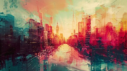 Abstract cityscape with a unique and artistic flair   AI generated illustration
