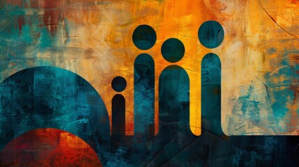 Abstract family composition with layered textures and shapes   AI generated illustration
