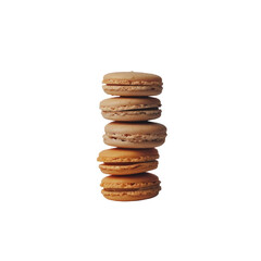 A stack of macaronis set against a sleek grey backdrop stands out against a transparent background