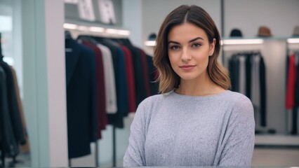 Fototapeta premium Girl shopping in a clothing store