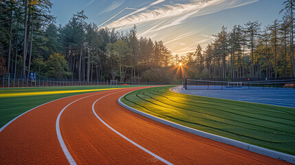 Sunrise at outdoor sports track