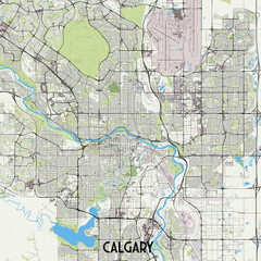 Calgary, Alberta, Canada map poster art