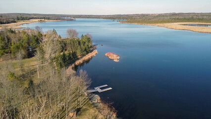 An aerial view of lack and docks.