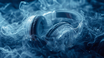 Large headphones music abstract background