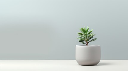 A harmonious blend of artistry and nature: a decorative ceramic pot with a green houseplant set against a light background.