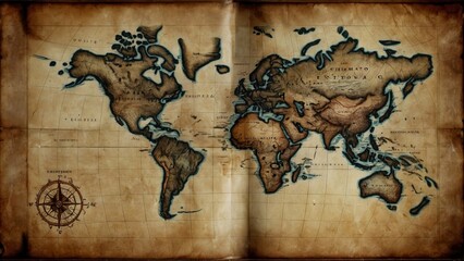 routes of early explorers with a historical map, meticulously drawn on parchment and canvas, embodying the legacy of ancient geography