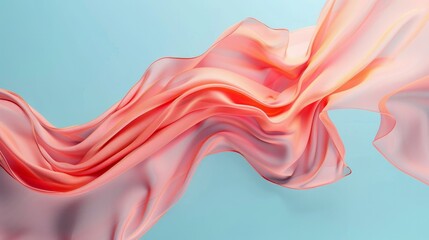 An abstract artwork featuring a soft pastel coral pink paint stroke over a soothing pastel blue background