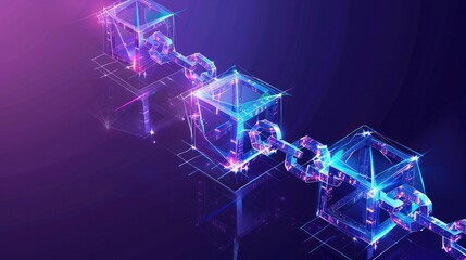 A conceptual banner illustrating blockchain technology with isometric digital blocks interconnected to form a crypto chain