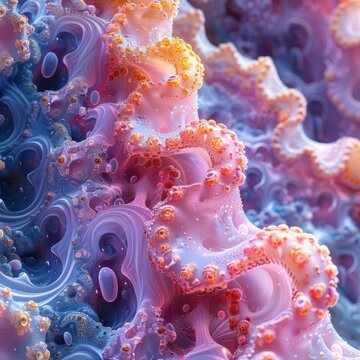 Vibrant Depiction of Resilient Extremophile Microorganisms in Dynamic Swirling Composition