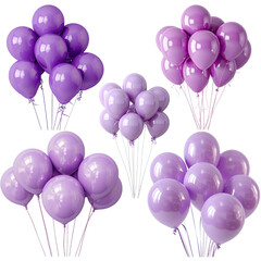 Lavender Balloons Set Isolated On Transparent Background. PNG