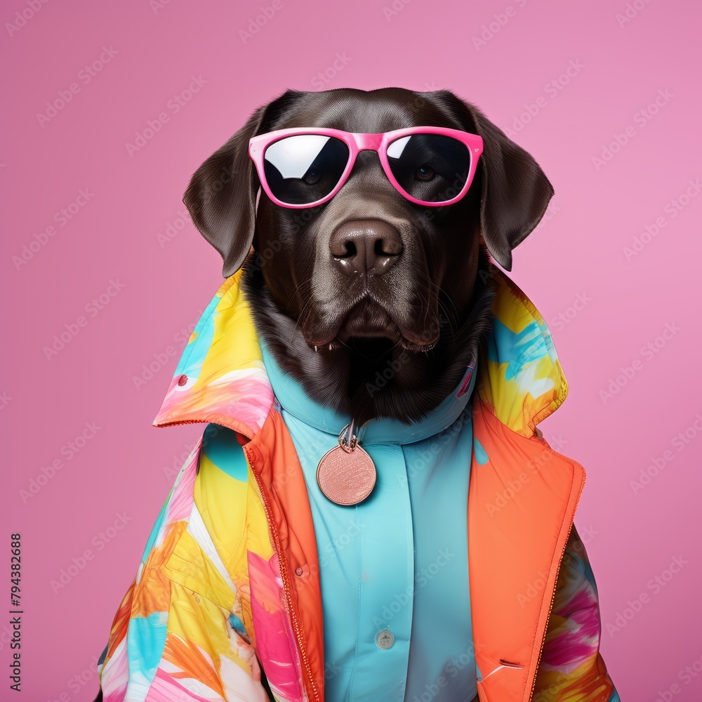 Poster funny dog with sunglasses