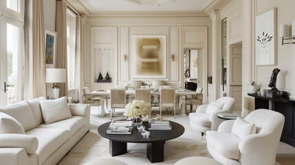 The timeless beauty of neutral tones accentuates the sophistication of a well-appointed living room interior.