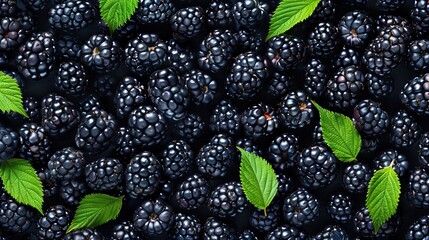 Midnight Dew on Blackberries: A Luscious, Juicy Close-Up - obrazy, fototapety, plakaty