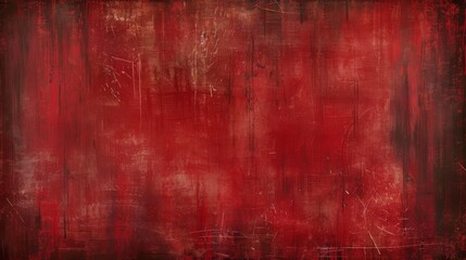 distressed red wall with a textured, grungy surface, full of scratches and stains, creating an impactful, rustic background.