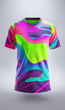 Soccer jersey 3d designed with printing, front view, isolated background.