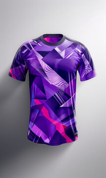 Soccer jersey 3d designed with printing, front view, isolated background.