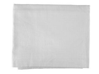 New folded white cotton bedding sheet isolated on white, top view, clipping path
