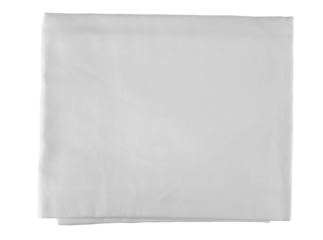 New folded white cotton bedding sheet isolated on white, top view, clipping path