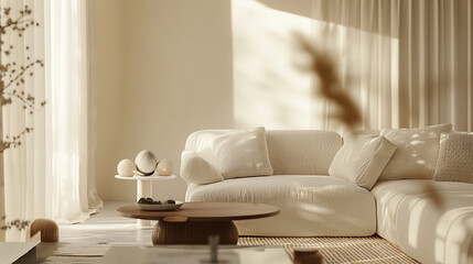 Soft, muted tones create a serene ambiance in a modern living room, inviting relaxation and contemplation.