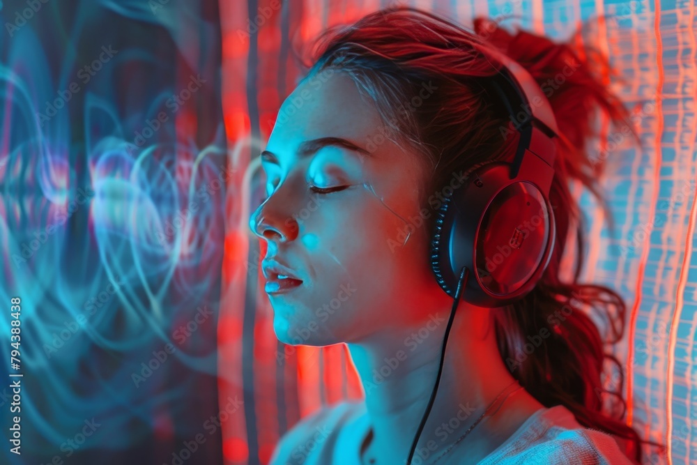 Poster calming sleep meditation with eeg and mantras: utilizing brain relaxation techniques for better slee
