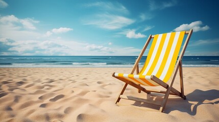 yellow striped beach chair for summer getaways.