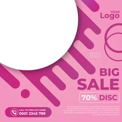 Big sale discount pink background design social media post