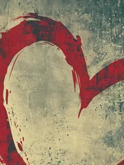 Foto op Plexiglas Heart shape painted in red on a grungy textured backdrop © Jan