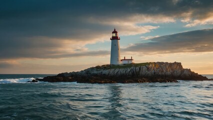 Obraz premium Lighthouse over the beautiful sea and coast