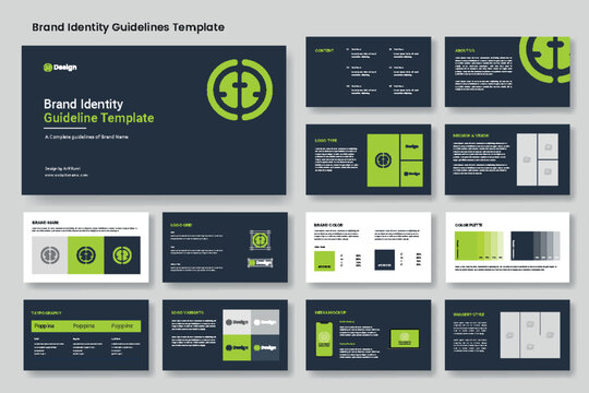Brand guidelines presentation lauout and Minimalist corporate brand identity guide template