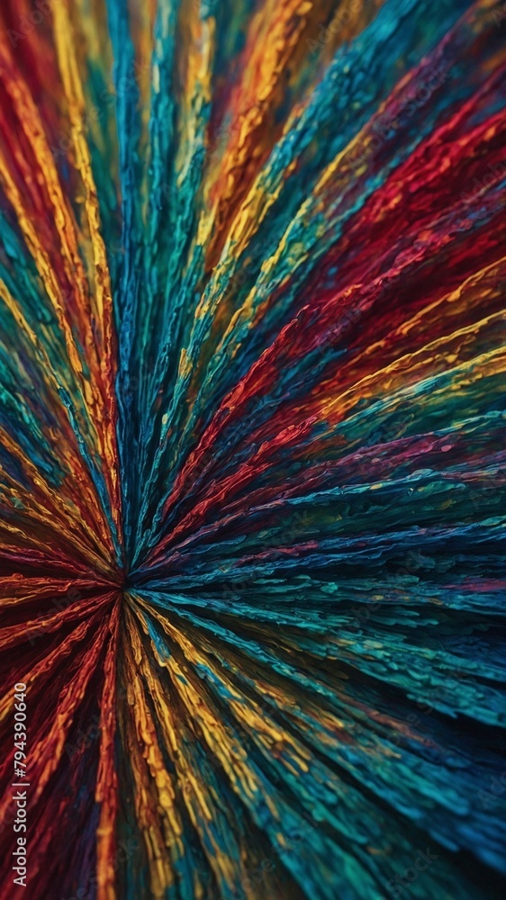Poster vibrant explosion of colors radiates from central point, creating mesmerizing pattern that resembles