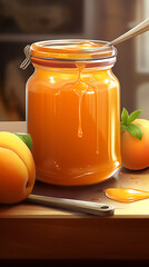 apricot jam in a glass jar