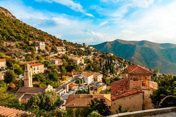Lama, a hilltop town nestled in the mountains. Balagne,Corsica, France. Lama, a picturesque hillside village in Balagne, Corsica © Pi-R