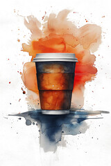illustration of a coffee mug to go isolated against transparent background