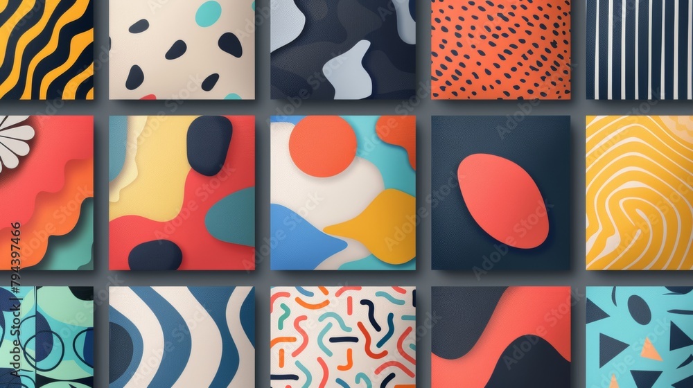 Poster abstract patterns and shapes inspired by popular social media filters ai generated illustration