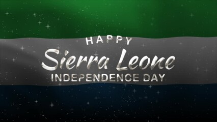 Sierra Leone Independence Day Text Animation with waving flag background. Celebrate Sierra Leone Independence Day on 27th of April. Great for celebrating Sierra Leone Independence Day.