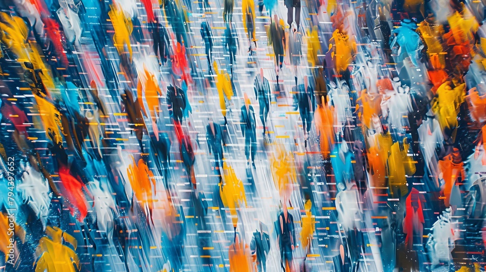 Poster abstract patterns resembling a bustling crowd ai generated illustration