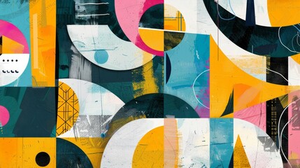 Abstract shapes and colors inspired by the visual language of social media memes  AI generated illustration - obrazy, fototapety, plakaty