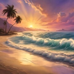 Magical sunset over a beautiful beach: the perfect place to relax and be inspired