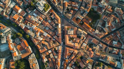 Aerial view of the city with winding streets  AI generated illustration