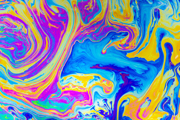 Psychedelic multicolored background abstract. Rainbow colors. patterns background. Photo macro shot of soap bubbles